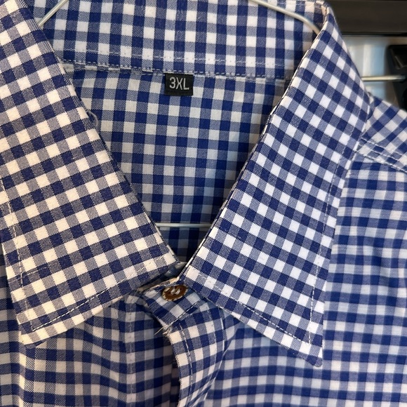 Blue white checkered dress shirt 3XL - Picture 2 of 4